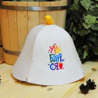 Шапка для бани и сауны женская Улыбайся, полушерсть