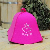 Шапка для бани и сауны женская Красотка сердце, экофетр