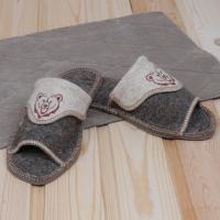 Тапочки войлочные мужские Бурундук открытые 'Медведь', 100% шерсть в Москве