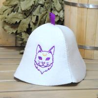 Шапка для бани и сауны женская Лунная кошка, экофетр