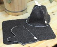 Комплект для бани из войлока Классика. 3 предмета - шапка, коврик, рукавица в Москве