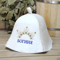 Шапка для бани и сауны женская Богиня, полушерсть