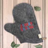 Рукавица "Добрая банька", полушерсть (серый) в Москве