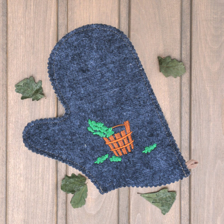 Рукавица для бани войлочная 'С легким паром', полушерсть в Москве