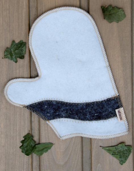 Рукавица для бани войлочная 'Волна', полушерсть в Москве