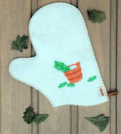 Рукавица для бани войлочная 'С легким паром', полушерсть в Москве