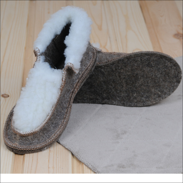 Чуни войлочные домашние женские Бурундук с мехом 'Рушер', 100% шерсть в Москве