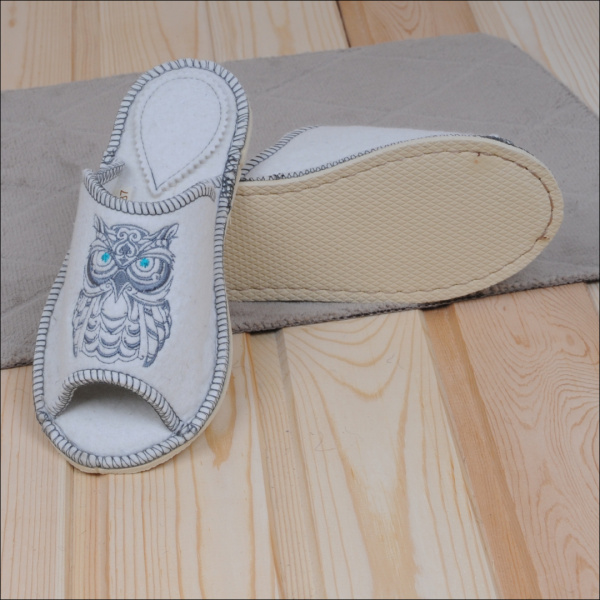 Тапочки войлочные женские Бурундук открытые 'Сова', 100% шерсть в Москве