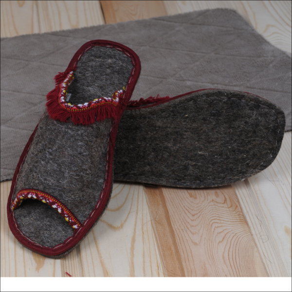 Тапочки войлочные женские Бурундук открытые 'Классика', 100% шерсть в Москве