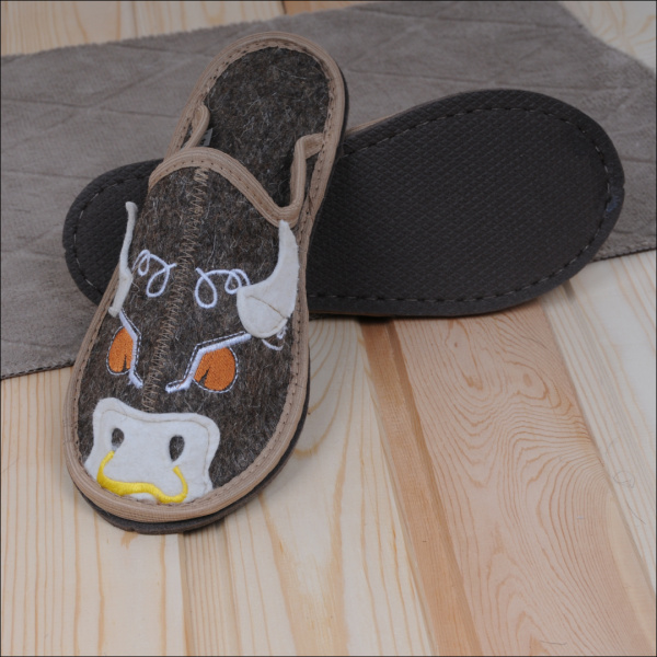 Тапочки войлочные мужские Бурундук закрытые 'Быкуля', 100% шерсть в Москве