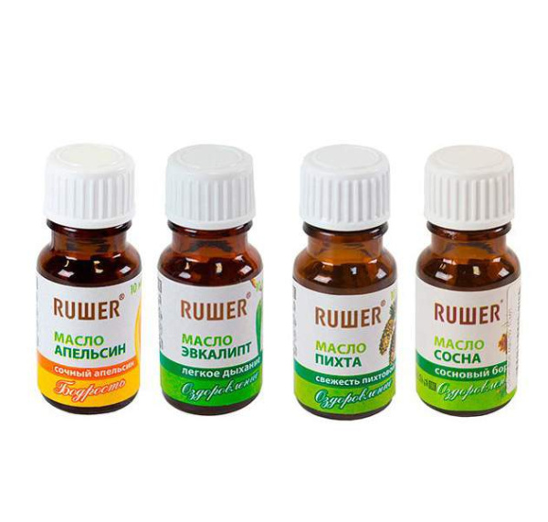 Набор масел "Рушер" 4*10 мл (сосна, апельсин, эвкалипт, пихта)  в Москве
